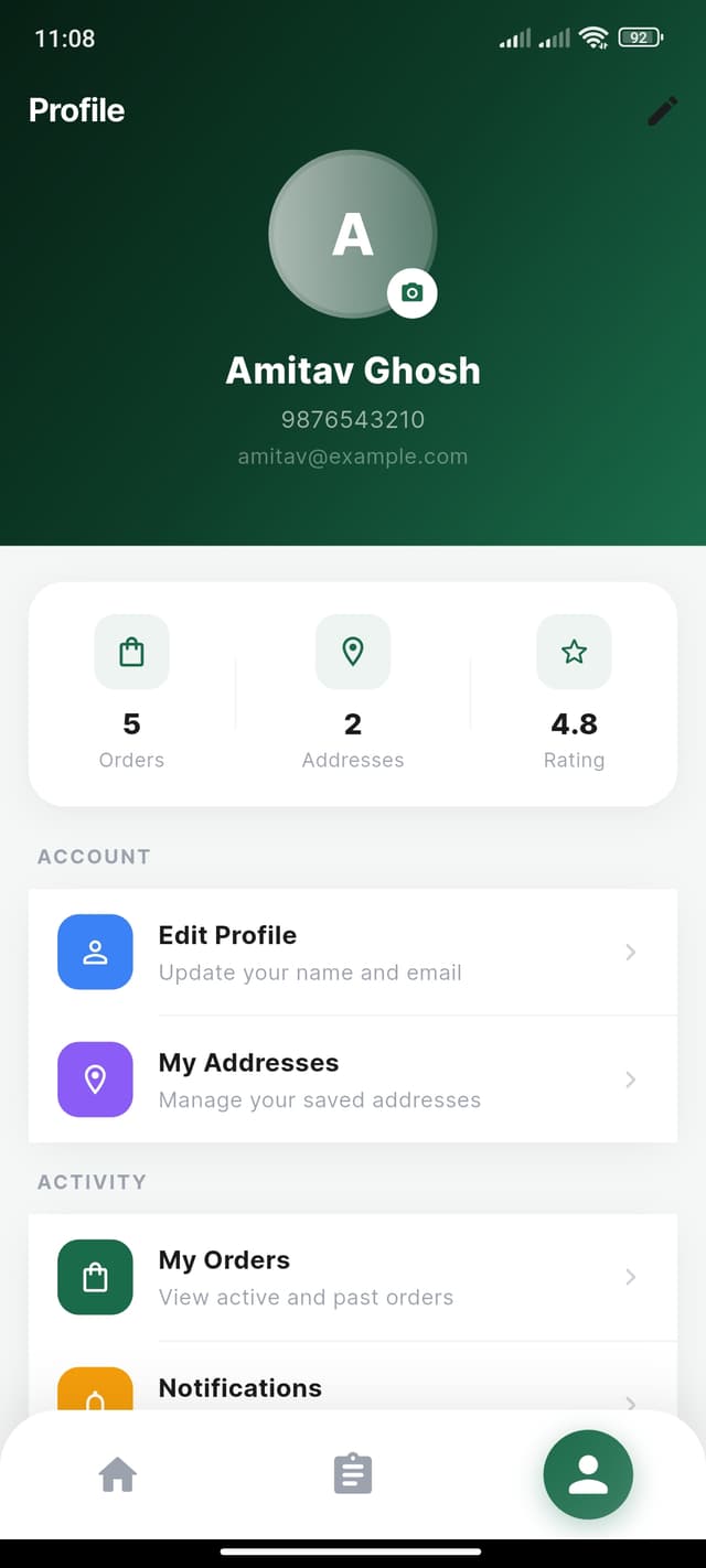 Profile screen mockup