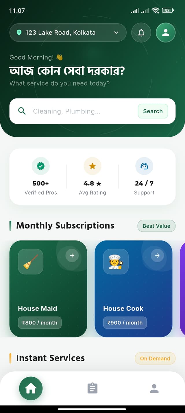 Dashboard Screen Mockup